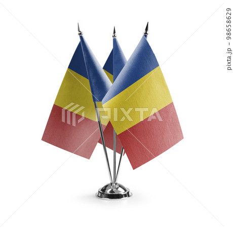 Small national flags of the Romania on a white background Small national flags of the Romania on a white background 98658629