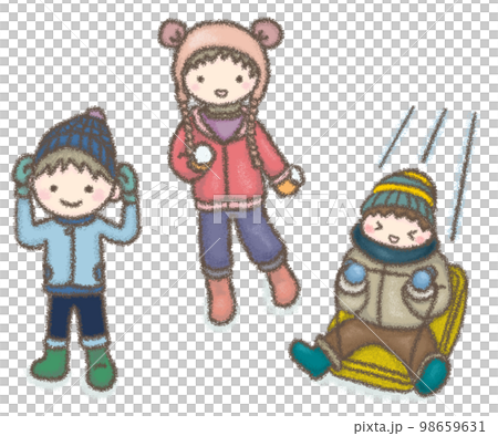 雪地裡玩耍的孩子（透明） 98659631