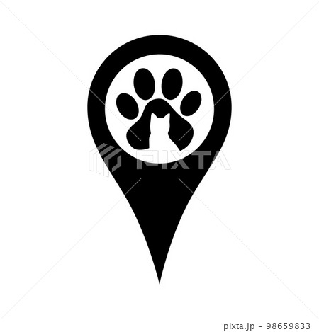 Location pin set. Pins indicating the location of a veterinary clinic, pet store, animal care center. Vector illustration in flat style Location pin set. Pins indicating the location of a veterinary clinic, pet store, animal care center. Vector illustration in flat style 98659833