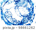 円形に渦巻く抽象的な青い液体と白背景 98661262