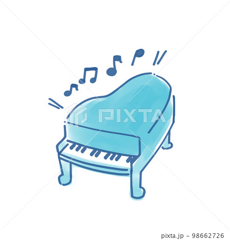 手書き風の可愛い水色のグランドピアノのイラスト素材 [98662726] - PIXTA