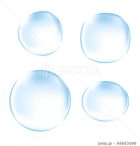 水滴をイメージした透明な球体のベクターイラストセット(グラデーションメッシュ使用) 水滴をイメージした透明な球体のベクターイラストセット(グラデーションメッシュ使用) 98663096