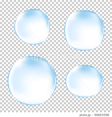 水滴をイメージした透明な球体のベクターイラストセット(グラデーションメッシュ使用) 水滴をイメージした透明な球体のベクターイラストセット(グラデーションメッシュ使用) 98663096