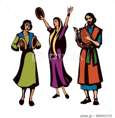 The ancient people are having fun. Vector drawing 98663155
