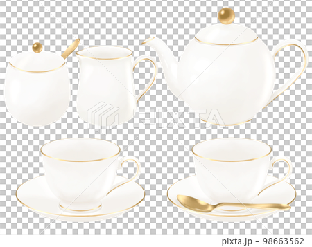 A simple and stylish tea set with a gold line Part 1 A simple and stylish tea set with a gold line Part 1 98663562