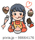 バレンタイン　お菓子を作る女の子 98664176