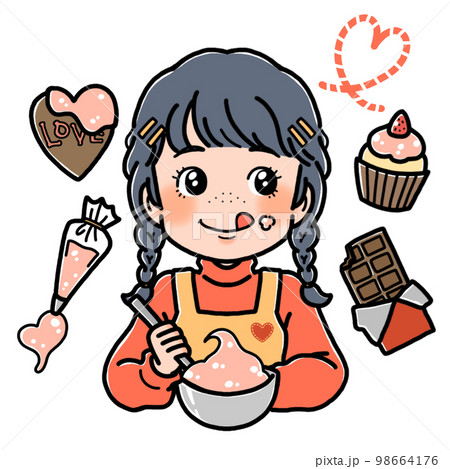 バレンタイン　お菓子を作る女の子 98664176