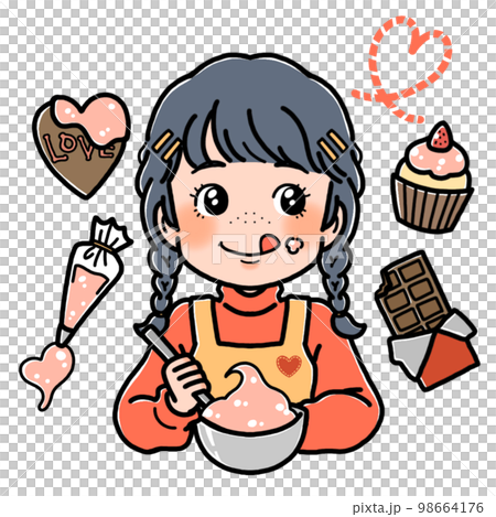 バレンタイン　お菓子を作る女の子 98664176