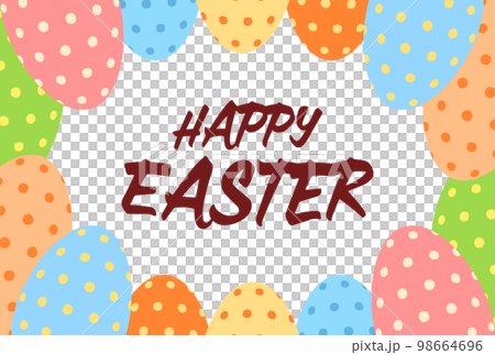復活節快樂文本和圓點圖案蛋框復活節材料 98664696