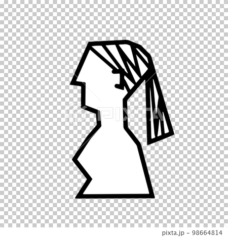 横顔シンプルアイコン女性　モノクロ 98664814