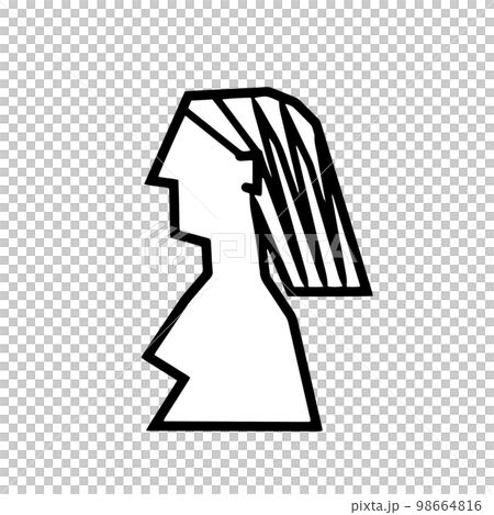 横顔シンプルアイコン女性　モノクロ 98664816