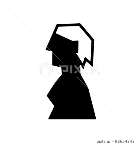 横顔シンプルアイコン女性　モノクロ 98664845