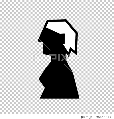 横顔シンプルアイコン女性　モノクロ 98664845