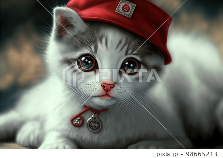 Cat as lovely nurse wearing uniform and hat illustration generative ai 98665213