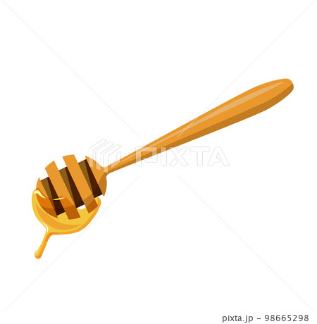 Wooden spoon with honey. Sweet bee nectar 98665298