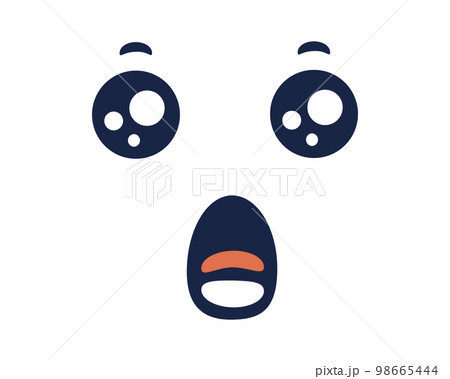 Amazed kawaii face emotion. Cute character with shocked expression Amazed kawaii face emotion. Cute character with shocked expression 98665444