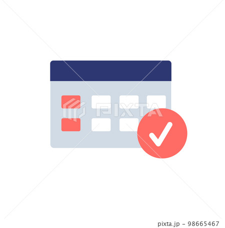 Desk calendar with red tick 98665467