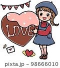 バレンタイン　チョコを持った女の子 98666010