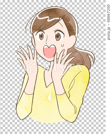 驚訝/吃驚的女人插畫素材水彩版 驚訝/吃驚的女人插畫素材水彩版 98667200