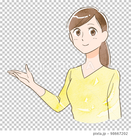 指導和介紹水彩版的女人的插圖素材 指導和介紹水彩版的女人的插圖素材 98667202