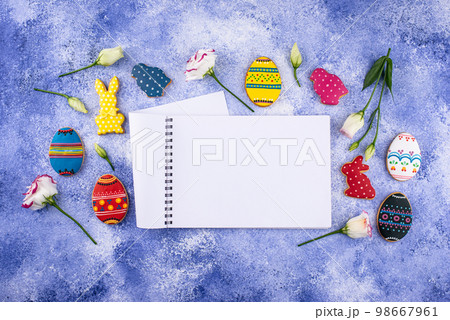 Easter cookies in shape of eggs and bunny Easter cookies in shape of eggs and bunny 98667961