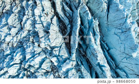Vatnajokull Glacier in Iceland, Pure Blue Ice at Winter Season, Aerial View. Vatnajokull Glacier in Iceland, Pure Blue Ice at Winter Season, Aerial View. 98668050