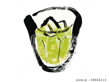 煎茶　手描き和風イラスト 98668214