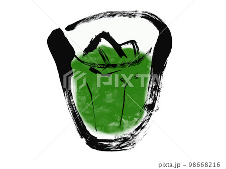 青汁　グリーンティー　手描き和風イラスト 98668216