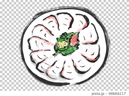 鯛の薄造りの手描き和風イラスト　刺身 98668217