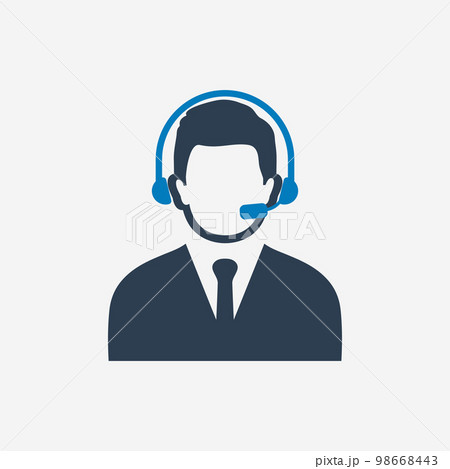 Customer service icon with Male and Headphone Symbol. Editable Vector EPS Symbol Illustration. Customer service icon with Male and Headphone Symbol. Editable Vector EPS Symbol Illustration. 98668443