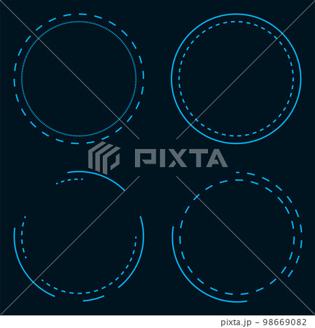 Round frames with dash. Science Fiction elements for the GUI, UI interface. Round frames with dash. Science Fiction elements for the GUI, UI interface. 98669082