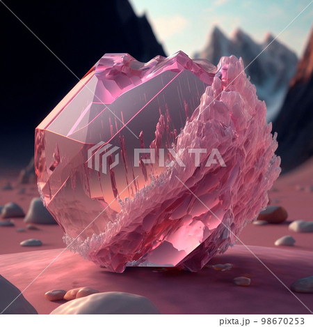 pink crystal in the mountains 98670253