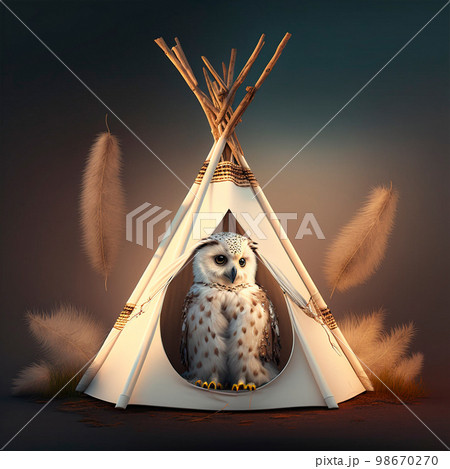 Light owl on tippi background Light owl on tippi background 98670270