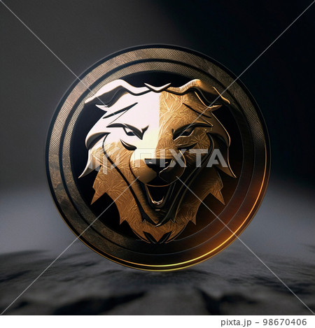animal logo on a metal token 98670406