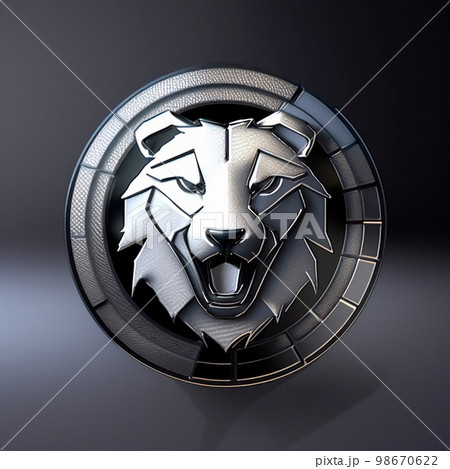 animal logo on a metal token animal logo on a metal token 98670622