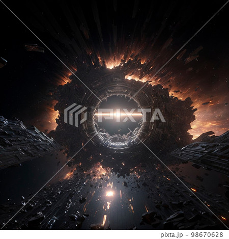 Space portal, space view, event horizon. Universe of Interstellar 98670628