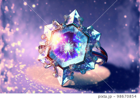 Beautiful ice ring with a crystal inside 98670854