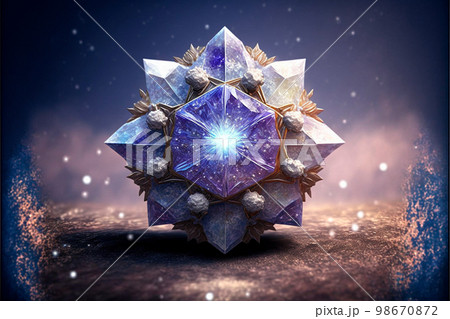 Beautiful ice ring with a crystal inside 98670872