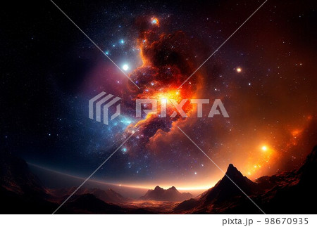 Space sky over the mountains. Milky way and space 98670935
