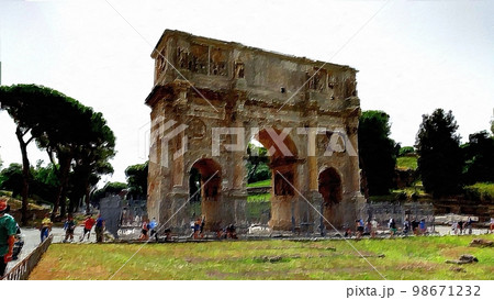 A glimpse of the emperor's arch in the archaeological park 98671232