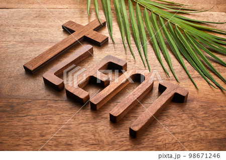 Lent word, fast and abstinence period concept. 98671246