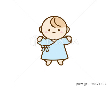 水色の服の赤ちゃん 98671305