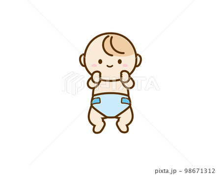 水色のおむつの赤ちゃん 98671312