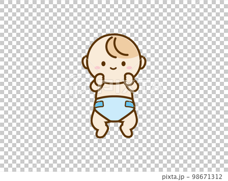 水色のおむつの赤ちゃん 98671312