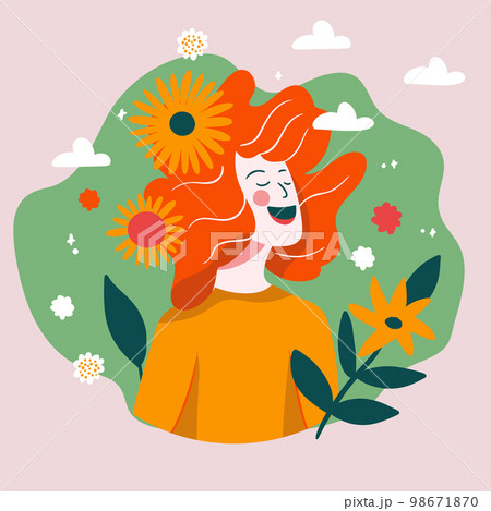 Happy woman flower 8 march spring vector holiday floral illustration. Happy woman flower 8 march spring vector holiday floral illustration. 98671870