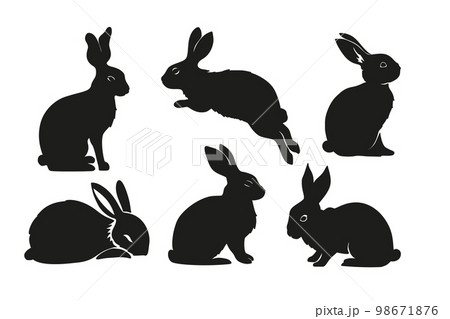 Easter holiday bunny set, silhouette collection greeting rabbit vector 98671876