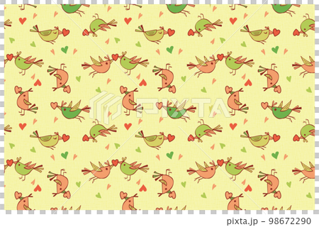 Little bird and heart pattern yellow yellow Little bird and heart pattern yellow yellow 98672290