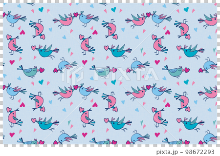 小鳥和心形圖案藍色藍色 98672293