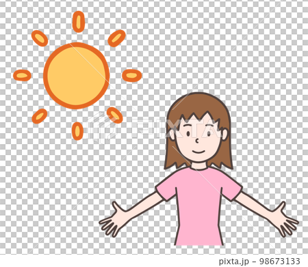 朝日を浴びる女性 朝日を浴びる女性 98673133