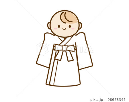 白羽二重の内着＿お宮参りの衣装イラスト素材 98673345